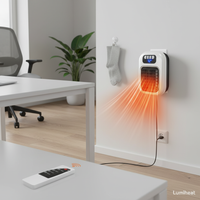 Wall Mounted Portable Small Electric Heater With Remote Control, Adjustable Silent Thermostat Suitable For Winter Home Offices Bathroom